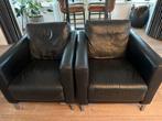 2x zwarte leren fauteuil design by Montel, Huis en Inrichting, Ophalen, Gebruikt, Minder dan 75 cm, Leer