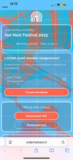 Ticket festival Het Nest, Tickets en Kaartjes, Eén persoon