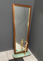 60 jaren grote houten spiegel taps lopend mint groen plank, Huis en Inrichting, Woonaccessoires | Spiegels, Overige vormen, 100 tot 150 cm