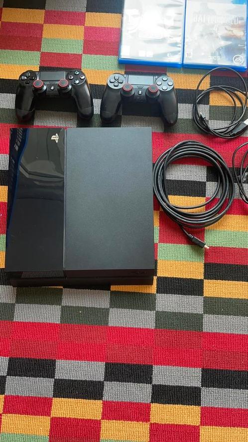 PS4 500Gb- 3 Spellen, Spelcomputers en Games, Spelcomputers | Sony PlayStation 4, Zo goed als nieuw, Original, 500 GB, Met 2 controllers