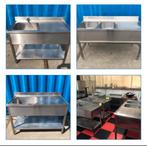 RVS dubbele Spoelbak tafel + RVS enkele Spoelbak tafel - 3 x, Huis en Inrichting, Keuken | Keukenelementen, Ophalen, Gebruikt