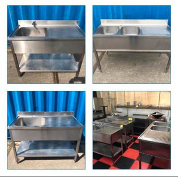 RVS dubbele Spoelbak tafel + RVS enkele Spoelbak tafel - 3 x beschikbaar voor biedingen