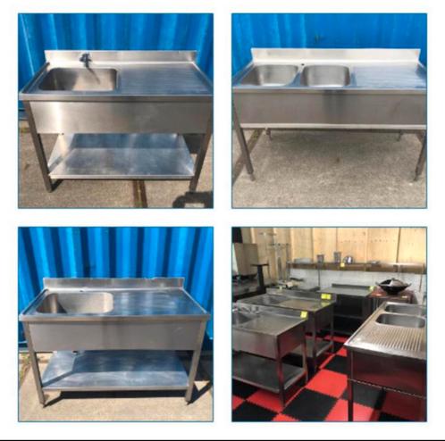 RVS dubbele Spoelbak tafel + RVS enkele Spoelbak tafel - 3 x, Huis en Inrichting, Keuken | Keukenelementen, Gebruikt, Minder dan 100 cm