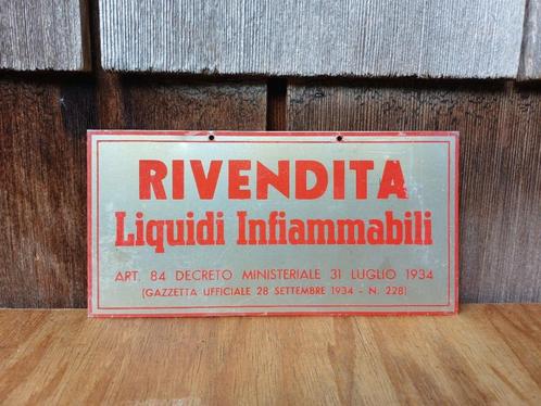 Waarschuwingsbord ITALIË industrieel vintage brandweer 1934, Huis en Inrichting, Woonaccessoires | Tekstborden en Spreuken, Gebruikt