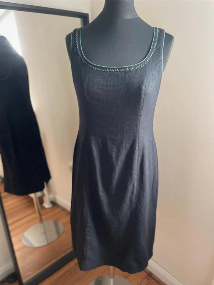 Prachtige zwarte jurk h. moser linnenmix maat S. Zgan, Kleding | Dames, Jurken, Zo goed als nieuw, Maat 36 (S), Zwart, Verzenden