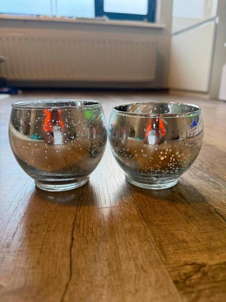 Zilveren Waxinelichthouder Set, Huis en Inrichting, Woonaccessoires | Kandelaars en Kaarsen, Gebruikt, Kandelaar, Minder dan 25 cm