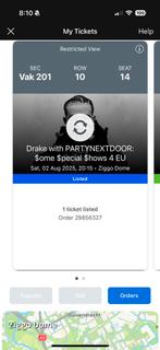 Drake ticket Amaterdam 02.08, Eén persoon, Overige soorten, Overige typen