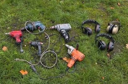 Boormachines + overige machines 5 stuks +3 gehoorbeschermers, Doe-het-zelf en Verbouw, Gereedschap | Boormachines, Zo goed als nieuw