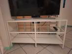 GRATIS Witte TV kast met glazen plaat izgst, Ophalen, Gebruikt, 100 tot 150 cm, Glas