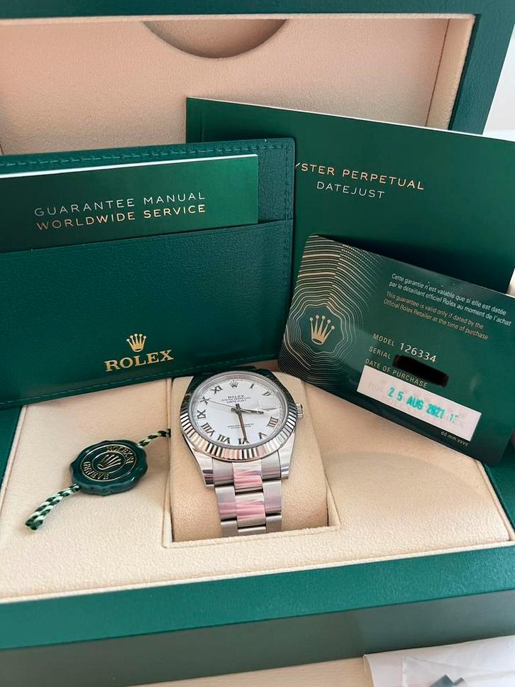 Rolex Datejust 41 126334, Sieraden, Tassen en Uiterlijk, Horloges | Heren, Gebruikt, Polshorloge, Rolex, Staal, Staal, Ophalen