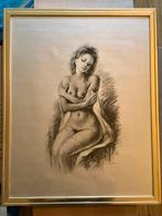 Naaktstudie door G. Garantino, Ingelijst Kunstwerk Tekening, Ophalen of Verzenden