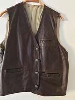 Vintage leren gilet, Ophalen of Verzenden, Gedragen, Overige maten, Bruin