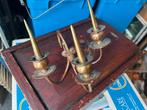 SET OUDE KANDELAARS VAN BRONS, Ophalen of Verzenden, Brons