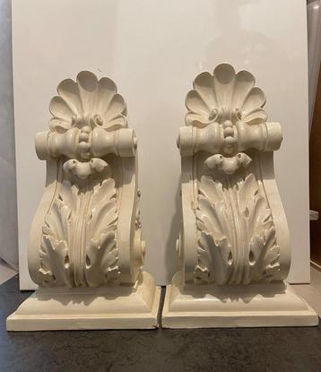 antiek Kunst 2 X Ornamenten beschikbaar voor biedingen
