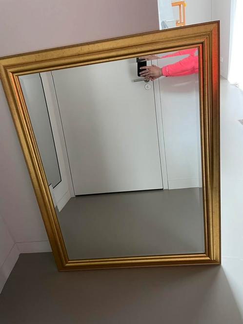 Gouden vintage wandspiegel facet geslepen, Huis en Inrichting, Woonaccessoires | Spiegels, Zo goed als nieuw, 75 tot 100 cm, 100 tot 150 cm