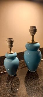 Design lampenvoeten, 32 en 25 cm hoog. Prachtig blauw glas., Huis en Inrichting, Lampen | Tafellampen, Ophalen of Verzenden, Zo goed als nieuw