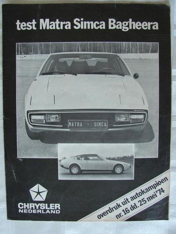 folder Matra Simca Bagheers TEST autokampioen mei 1974 beschikbaar voor biedingen