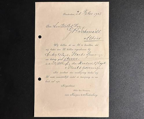 Bewijs van inschrijving aandelen SS (1905), Verzamelen, Spoorwegen en Tramwegen, Gebruikt, Trein, Ophalen of Verzenden