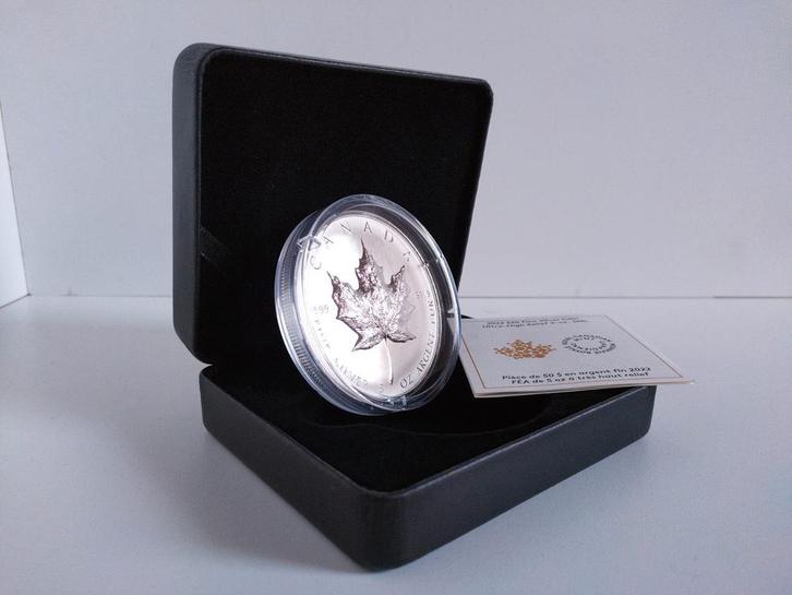5 troy ounce Silver Coin Ultra High relief Maple Leaf 2022 C, Postzegels en Munten, Munten | Amerika, Noord-Amerika, Zilver, Ophalen of Verzenden