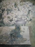 Aquarel Poster Vaas Witte Chrysanten Ton Albers, Ophalen of Verzenden