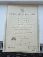 Oorkonde koninklijke Landmacht 1949 insige KNIL, Verzamelen, Ophalen of Verzenden, Nederland