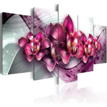 848 Modern Roze Bloemen 5 Luik Canvas Schilderij 200x100cm beschikbaar voor biedingen