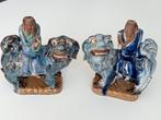 Paar Shiwan draken (met mudman) aardewerk (19e eeuws?), Ophalen