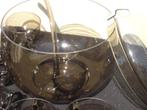 Bowl Vintage Punch Set, Smoke glas, 1930, Antiek en Kunst, Ophalen of Verzenden