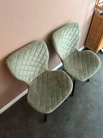 2x stoel Lucca Kwantum velvet groen, Huis en Inrichting, Stoelen, Ophalen, Twee, Overige kleuren, Zo goed als nieuw