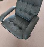 Leren fauteuil grijs - draaibare stoel op metalen onderstel, Ophalen, Gebruikt, 50 tot 75 cm, Leer
