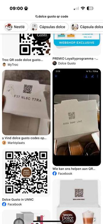 Gezocht dolce gusto QR code tegen vergoeding beschikbaar voor biedingen