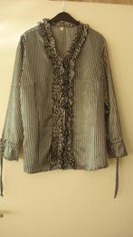 Zwart gestreepte roezel-Blouse maat 44, Kleding | Dames, Grote Maten, Ophalen of Verzenden, Nieuw, Zwart, Blouse of Tuniek