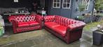 Chesterfield 2 en 3 zits leren bank, Huis en Inrichting, Banken | Bankstellen, Ophalen, Gebruikt, 75 tot 100 cm
