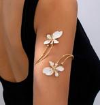 Gouden Bovenarmband met Bloem, Sieraden, Tassen en Uiterlijk, Ophalen of Verzenden, Nieuw, Goud, Met bedels of kralen