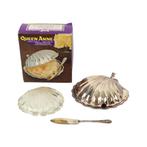 Vintage Coquille Schelp Boterschaal Mes Verzilverd Metaal Qu, Ophalen of Verzenden