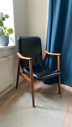 Louis van Teeffelen Fauteuil, zwart leder, Huis en Inrichting, Ophalen, Gebruikt, Zwart, Mid century, vintage, jaren 50/60, design