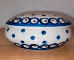 Ovaalvormige dekseldoos 'pauwenoog', Porselein of Keramiek, Schaal, Rond, Ophalen of Verzenden