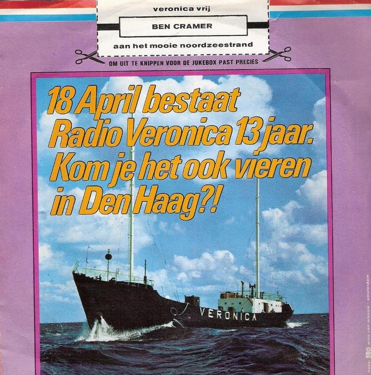 Radio Veronica 13 jr-Veronica VRIJ-offshore radio steunplaat, Cd's en Dvd's, Vinyl Singles, Gebruikt, Nederlandstalig, Ophalen