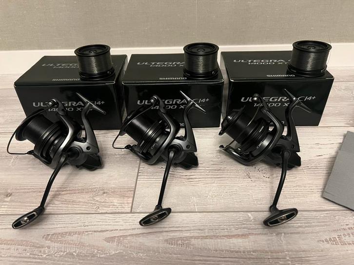 3 x Shimano Ultegra CI4+ 14000 XTC incl res spoelen ZGAN, Watersport en Boten, Hengelsport | Karpervissen, Zo goed als nieuw, Molen