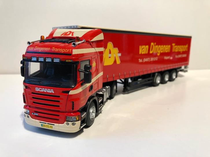 Scania Highline met tautliner v.Dingenen WSI 1:50, Hobby en Vrije tijd, Modelauto's | 1:50, Zo goed als nieuw, Bus of Vrachtwagen