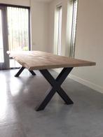 WOODSTEEL boomstamblad eettafel, Ophalen, 100 tot 150 cm, Eikenhout, 200 cm of meer