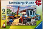 Puzzel: Bouwmachines en raceauto's 2x24 cm 4+ jaar, Ophalen of Verzenden, 10 tot 50 stukjes, Zo goed als nieuw, 4 tot 6 jaar