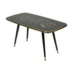 Fifties Rockabilly Salontafel Conische Poten Glazen Blad, Huis en Inrichting, Tafels | Salontafels, Minder dan 50 cm, Gebruikt