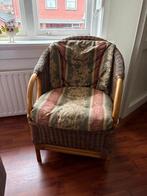 Rotan fauteuil met kussen, Ophalen, Gebruikt, Minder dan 75 cm, Riet of Rotan