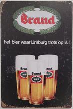 Brand bier Limburg glazen reclamebord van metaal wandbord, Verzamelen, Biermerken, Ophalen of Verzenden, Nieuw, Reclamebord, Plaat of Schild