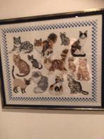 Geborduurd schilderij met katten, Antiek en Kunst, Kunst | Etsen en Gravures, Ophalen