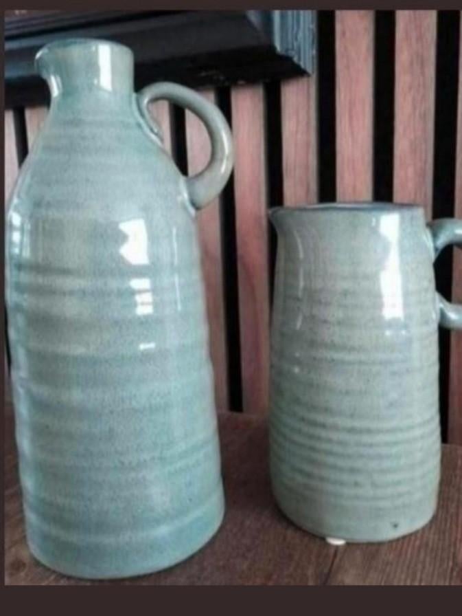 Groene vazen, Ophalen, Minder dan 50 cm, Groen, Glas