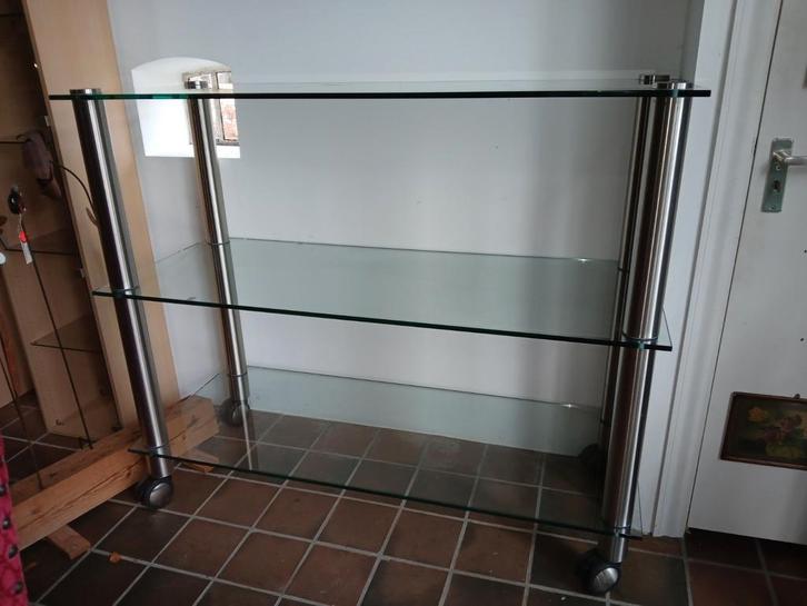 Vitrinekast tafel stelling van glas., Huis en Inrichting, Kasten | Vitrinekasten, 50 tot 100 cm, 25 tot 50 cm, Glas, Ophalen