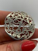 X98 Prachtige zilveren broche letter T, Ophalen of Verzenden, Zilver, Broche