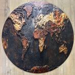 Industriële Muurcirkel Wereldkaart – 100 cm – Forex, Nieuw, Ophalen of Verzenden, Info@demuurdecoratie.nl, 9076KA